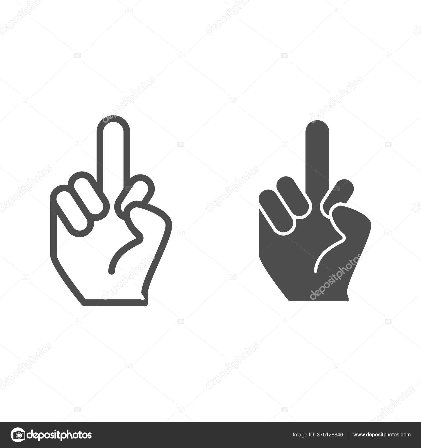 Hand gesture, Fuck You, symbol. Middle finger sign. Cartoon vector  illustration, sticker Stock Vector