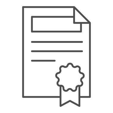 Sözleşme ince çizgi ikonu. Beyaz üzerine izole edilmiş pul vektör illüstrasyonlu belge. Anlaşma kağıdı tasarımı, web ve uygulama için tasarlandı. Eps 10.