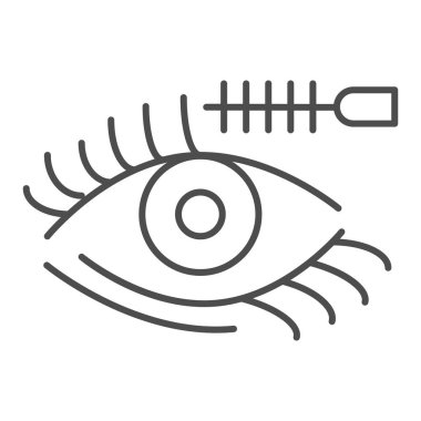 Kirpikleri ve fırçayla ince çizgi ikonu. Göz makyajı vektör çizimi beyaza izole edildi. Mascara tasarımı, web ve uygulama için tasarlandı. Eps 10.