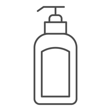 Dağıtma ince çizgi simgesi. Losyon şişesi çizimi beyaza izole edilmiş. Siphon tasarımı, web ve uygulama için tasarlandı. Eps 10.