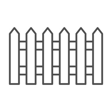 Çit ince çizgi simgesi. Bahçe eskrim vektör illüstrasyonu beyaza izole edildi. Bariyer tasarımı, web ve uygulama için tasarlandı. Eps 10.