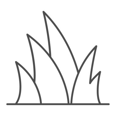 Çimen ince çizgi simgesi. Bitki vektör çizimi beyaza izole edildi. Doğa tasarımı, web ve uygulama için tasarlandı. Eps 10.