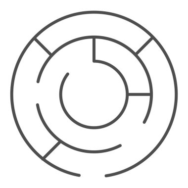 Labirent gibi ince çizgi ikonu. Çember labirent vektör çizimi beyaza izole edildi. Çözüm tasarımı, web ve uygulama için tasarlandı. Eps 10.