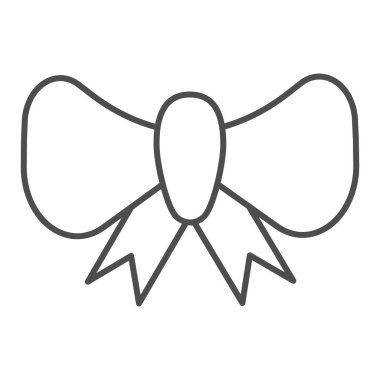 İnce çizgi ikonu. Dekorasyon vektör çizimi beyaza izole edildi. Kurdele yayı tasarımı, web ve uygulama için tasarlanmış. Eps 10.