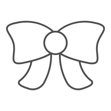 Yay ve ince çizgi ikonu. Hediye dekor vektör çizimi beyaza izole edildi. Düğüm şekli tasarımı, ağ ve uygulama için tasarlandı. Eps 10.