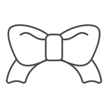 Şenlik yayı ince çizgi ikonu. Minimalist düğüm vektör çizimi beyaza izole edildi. Hediye dekorasyonu tasarımı, web ve uygulama için tasarlanmış. Eps 10.