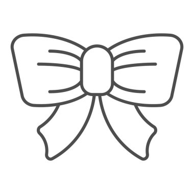 Şirin fiyonk ince çizgi ikonu. Hediye düğümü vektör çizimi beyaza izole edildi. Şenlikli dekorasyon tasarımı, web ve uygulama için tasarlanmış. Eps 10.