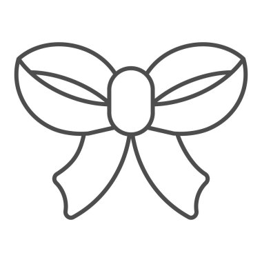 İnce fiyonk ince çizgi ikonu. Hediye dekor vektör çizimi beyaza izole edildi. Kurdele düğümü tasarımı, web ve uygulama için tasarlanmış. Eps 10.