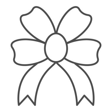 Yay ve ince çizgi ikonu. Çift düğümlü yay vektör çizimi beyaza izole edildi. Hediye düğümü tasarımı, web ve uygulama için tasarlanmış. Eps 10.