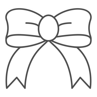 Hediye yayı ince çizgi ikonu. Beyaz üzerine izole edilmiş ipek yay vektör illüstrasyonu. Kurdele düğümü tasarımı, web ve uygulama için tasarlanmış. Eps 10.