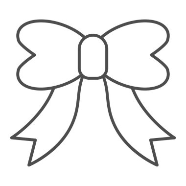 Kurdele ince çizgi ikonu. Beyaz üzerine izole edilmiş şenlikli dekor vektör çizimi. Sevimli yay tasarımı, web ve uygulama için tasarlanmış. Eps 10.