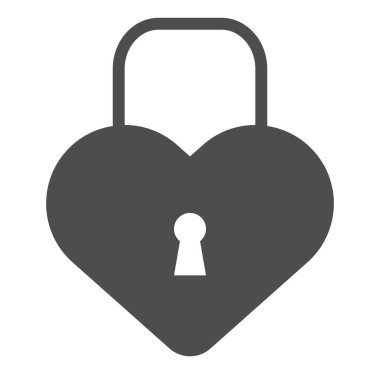 Kalp şeklindeki kilit simgesi. Beyaz renkte izole edilmiş asma kilit vektör çizimi. Kapalı kilit kabartma tasarımı, web ve uygulama için tasarlanmış. Eps 10.