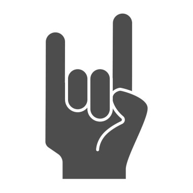 Rock 'n Roll simgesi. Kaya jesti çizimi beyaza izole edildi. Ağlar ve uygulamalar için tasarlanmış ağır rock glyph tasarımı. Eps 10.