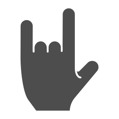 Taş mimimiği, sağlam bir simge. Rock and roll işareti vektör çizimi beyaza izole edildi. Heavy metal kabartma tasarımı, web ve uygulama için tasarlanmış. Eps 10.