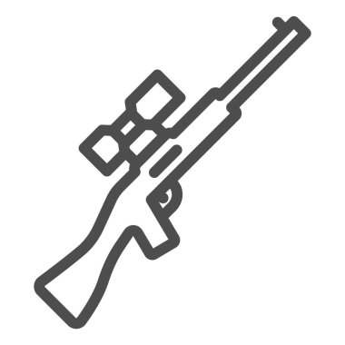 Keskin nişancı tüfek hattı ikonu. Silah vektör çizimi beyaza izole edildi. Silah tasarımı, web ve uygulama için tasarlanmış. Eps 10.