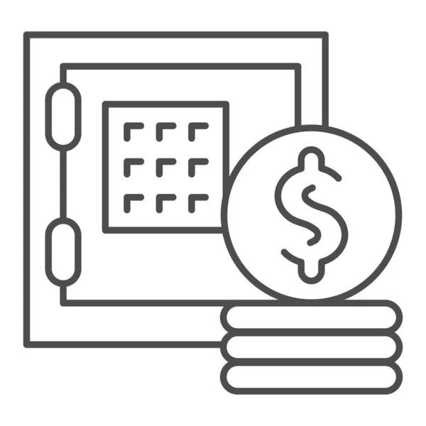 Cassetta di sicurezza e denaro icona linea sottile. Cassetta di sicurezza e illustrazione vettoriale di cassa isolato su bianco. Deposita il design dello stile di contorno, progettato per web e app. Eps 10 . — Vettoriale Stock