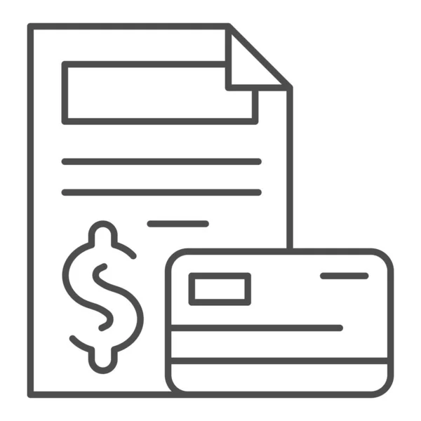 Contrato y tarjeta de crédito icono de línea delgada. Ilustración vectorial de documentos aislada en blanco. Diseño de estilo de esquema de registro, diseñado para web y aplicación. Eps 10 . — Vector de stock