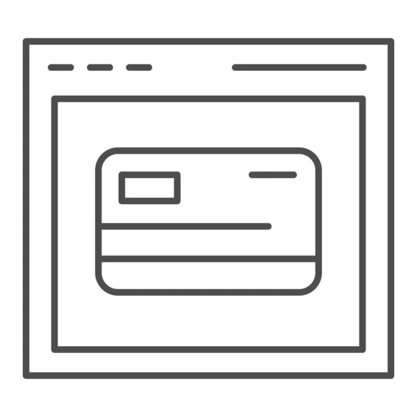 Web shopping mince icône de ligne. Navigateur informatique et illustration vectorielle de carte de crédit isolé sur blanc. Conception de style de contour d'enregistrement de carte en ligne, conçu pour le Web et l'application. Eps 10 . — Image vectorielle