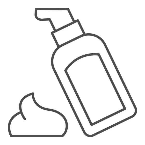 Loción corporal icono de línea delgada. Ilustración cosmética del vector de la botella aislada en blanco. Esquema de cuidado de la piel diseño de estilo, diseñado para la web y la aplicación. Eps 10 . — Vector de stock