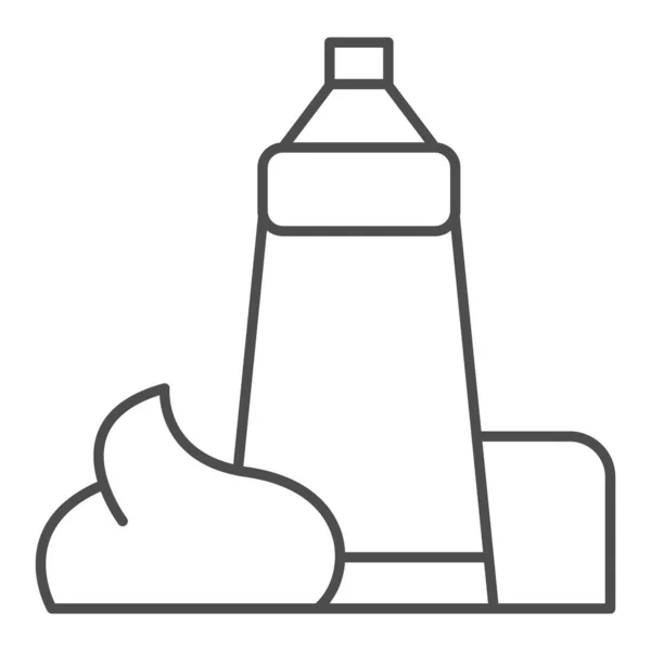 Cream tube dunne lijn pictogram. Lotion fles vector illustratie geïsoleerd op wit. Cosmetische ontwerp stijl, ontworpen voor web en app. Eps 10. — Stockvector