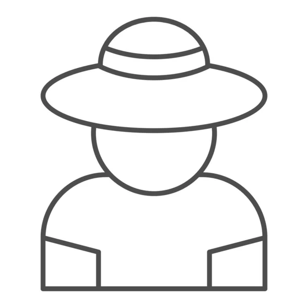 Farmer thin line icon. Gardener vector illustration isolated on white. Man outline style design, designed for web and app. Eps 10. — Stock Vector