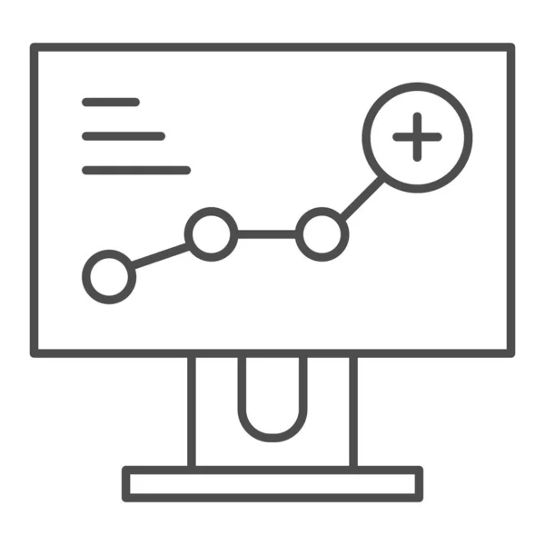 Wachstumsdiagramm auf dem Monitor Thin Line Symbol. Diagramm auf Computervektordarstellung isoliert auf weiß. Grafische Umrisse Stil-Design, für Web und App konzipiert. Eps 10. — Stockvektor