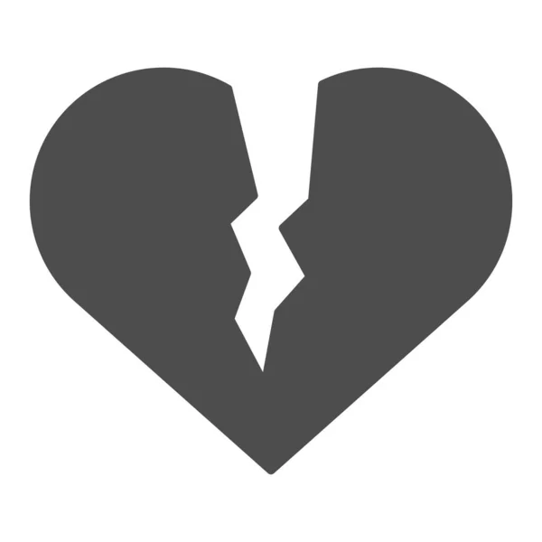 Разбитое сердце твердая икона. Грустная векторная иллюстрация любви изолирована на белом. Heart brake glyph style design, designed for web and app. Eps 10 . — стоковый вектор