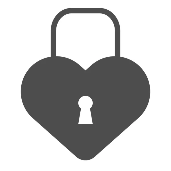Heart shape lock solid icon. Love padlock vector illustration isolated on white. Closed lock glyph style design, designed for web and app. Eps 10. — Stock Vector