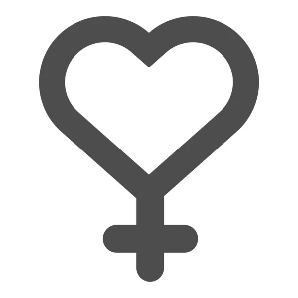 Жіноча гендерна суцільна ікона. Жінка у формі серця гендерний знак Векторні ілюстрації ізольовані на білому. Дизайн стилю гліфів для сексу, розроблений для веб та додатків. Епс 10 . — стоковий вектор