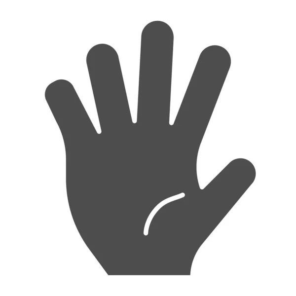 Ciao cinque icona solida. Illustrazione vettoriale a cinque dita isolata sul bianco. Design in stile glifo gesto della mano, progettato per web e app. Eps 10 . — Vettoriale Stock