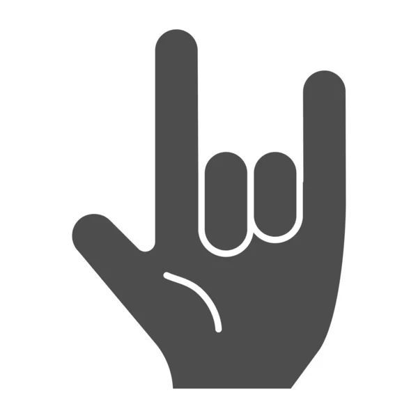 Ciężki znak rocka solidna ikona. Rock and roll gestu wektor ilustracji izolowane na białym. Projekt hard rock glif stylu, przeznaczony do sieci web i aplikacji. Eps 10. — Wektor stockowy