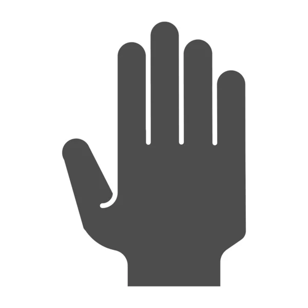 Hand with open fingers solid icon. Arm gesture vector illustration isolated on white. Five fingers up glyph style design, designed for web and app. Eps 10. — Stock Vector