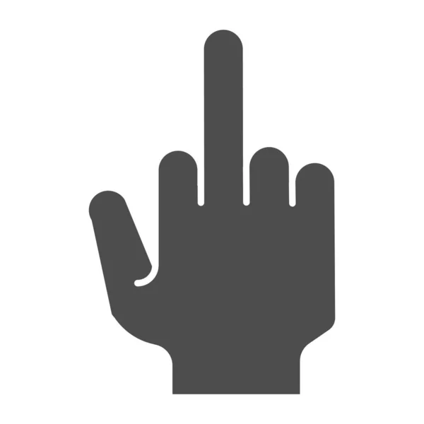 Fuck you hand solid icon. Middle finger up gesture vector illustration isolated on white. Obscene gesture glyph style design, designed for web and app. Eps 10. — Stockový vektor