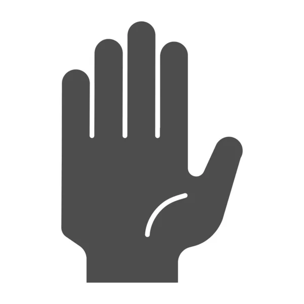 Szia, öt gesztus szilárd ikon. Stop kéz vektor illusztráció elszigetelt fehér. Palm glyph stílusú design, web és app. 10. rész. — Stock Vector