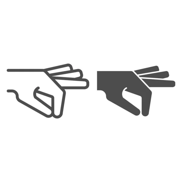 Linea di gesto della mano e icona del glifo. Braccio in gesto vettoriale isolato su bianco. Design di stile di contorno mano umana, progettato per web e app. Eps 10 . — Vettoriale Stock