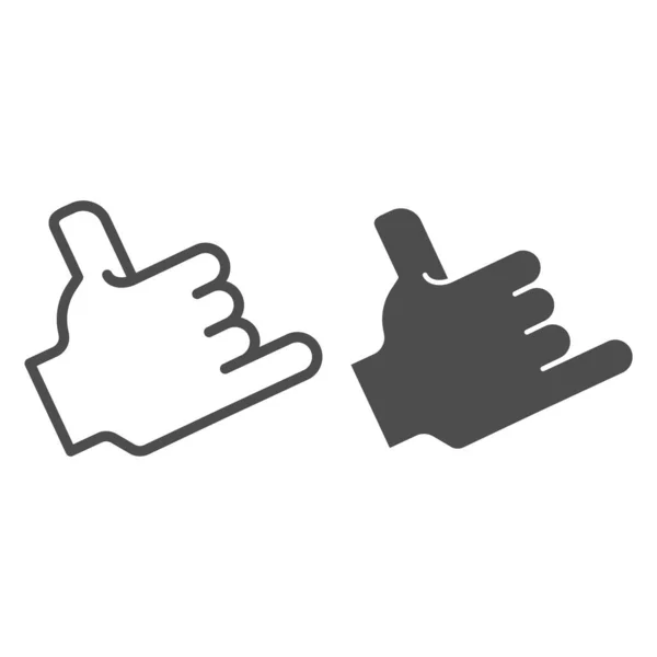 Ligne de geste d'appel de main et icône de glyphe. Appelez-moi illustration vectorielle geste isolé sur blanc. Conception de style de contour de symbole Shaka, conçu pour le web et l'application. Eps 10 . — Image vectorielle