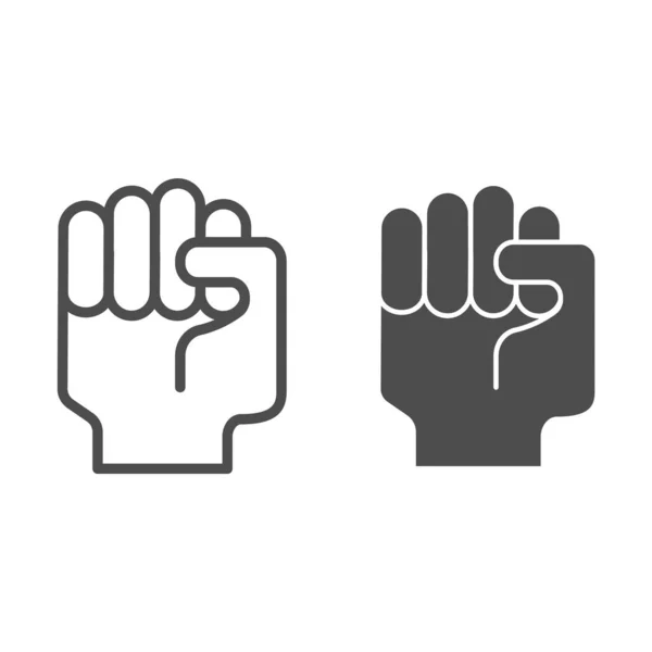 Fist up line och glyf ikon. Höj knytnäven vektor illustration isolerad på vitt. Hand power gest skissera stil design, utformad för webb och app. Eps 10. — Stock vektor
