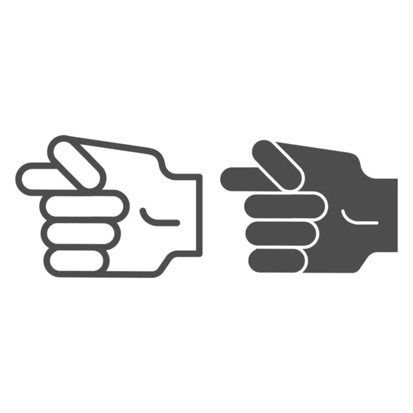 Linea di segno di fico a mano e icona del glifo. Illustrazione vettoriale del gesto della mano isolata sul bianco. Design dello stile di contorno simbolo di protesta, progettato per il web e l'app. Eps 10 . — Vettoriale Stock