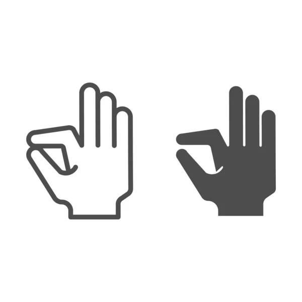 Ok Gestenlinie und Glyphen-Symbol. Goog Handgesten Vektor Illustration isoliert auf weiß. Ja, Symbolumriss Stil-Design, entworfen für Web und App. Eps 10. — Stockvektor