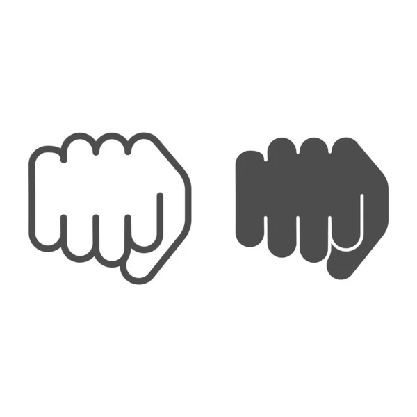 Fist line and glyph icon. Forward punch vector illustration isolated on white. Power gesture outline style design, designed for web and app. Eps 10. — Stock Vector