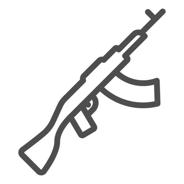 Ícone de linha de metralhadora Kalashnikov. Ak47 ilustração vetorial isolado em branco. Design de estilo de contorno de armas, projetado para web e aplicativo. Eps 10 . —  Vetores de Stock
