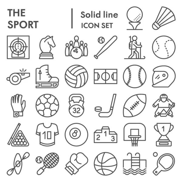 Sport lijn pictogram set, spel symbolen collectie, vector schetsen, logo illustraties, entertainment borden lineaire pictogrammen pakket geïsoleerd op witte achtergrond, eps 10. — Stockvector