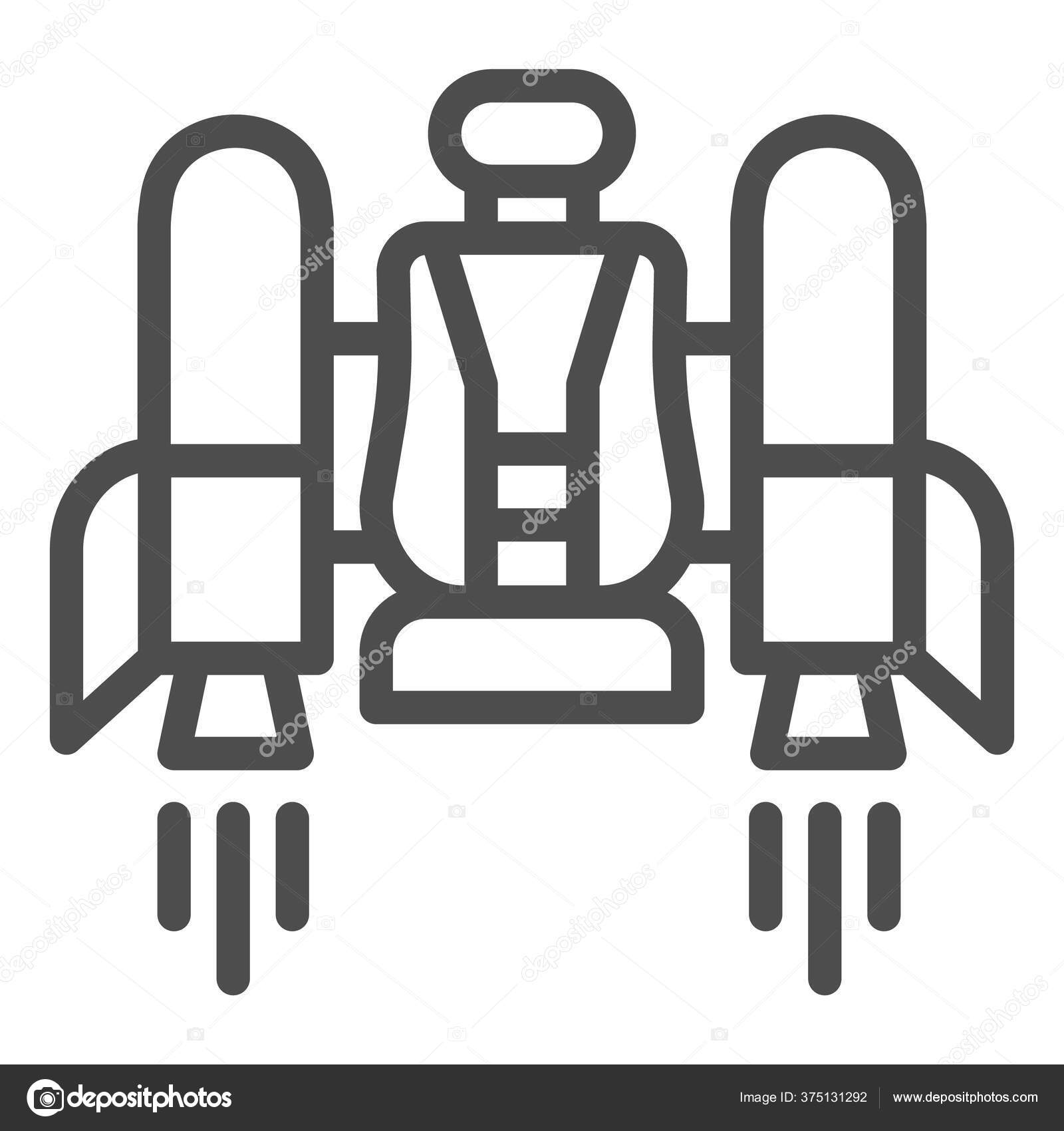 Outline Jetpack Vector Icon Isolated Black Stock Vector (Royalty