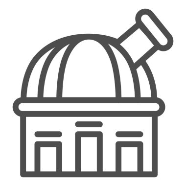 Gözlemevi çizgi simgesi. Teleskop vektör çizimi beyaza izole edildi. Astronomi tasarımı, web ve uygulama için tasarlandı. Eps 10.