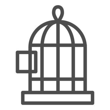 Kuş kafesi çizgisi ikonu. Hücre vektör çizimi beyaza izole edildi. Kuş kafesi tasarımı, ağ ve uygulama için tasarlanmış. Eps 10.