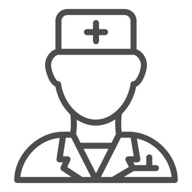 Doktor çizgisi simgesi. Veteriner vektör çizimi beyaza izole edildi. Veteriner tasarımı, web ve uygulama için tasarlanmış. Eps 10.