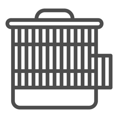 Humster 's Line ikonu için kafes. Hayvan kafesi çizimi beyaza izole edildi. Hayvan aksesuarı tasarımı, web ve uygulama için tasarlandı. Eps 10.