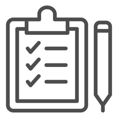 Liste ve kalem satırı simgesi. Beyaz üzerine izole edilmiş kalem vektör illüstrasyonlu pano. Web ve uygulama için tasarlanmış belge tasarımı. Eps 10.