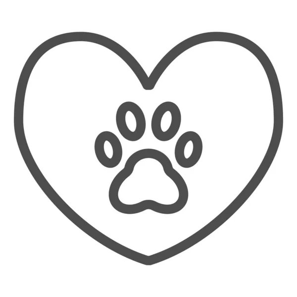 Corazón con el icono de línea de pata de perro. Ilustración vectorial de corazón y pata aislada en blanco. Huella animal en el diseño de estilo de esquema de corazón, diseñado para la web y la aplicación. Eps 10 . — Archivo Imágenes Vectoriales