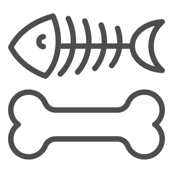 Cão osso e peixe esqueleto ícone de linha. Ilustração de vetor de alimento animal isolado em branco. Pet food design estilo esboço, projetado para web e app. Eps 10 . —  Vetores de Stock